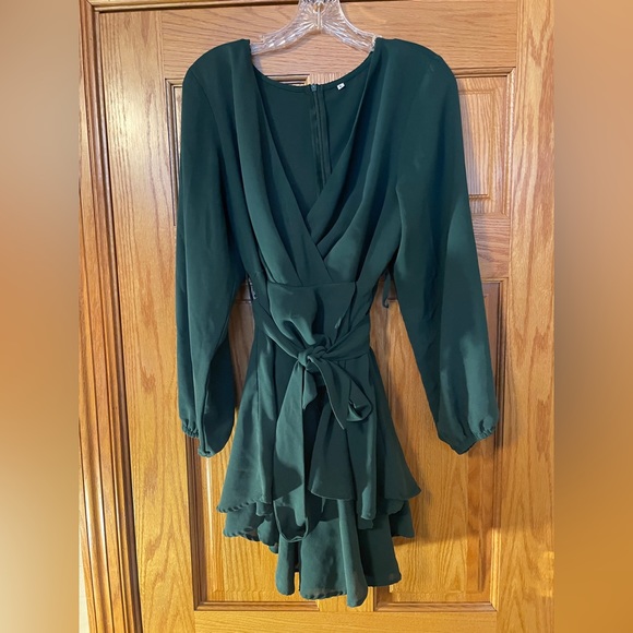 Dark green wrap dress - Picture 2 of 3